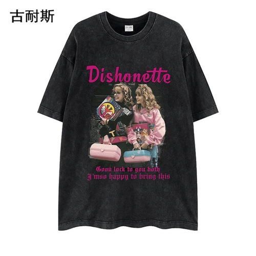 Versatile Summer Washed Independent Station Ins Distressed Retro High Street Loose Letter Couple Short Sleeve T-Shirts eBay