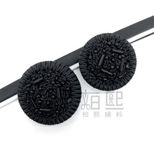 柏熙时尚艺术穿搭气质复古布包纽扣线扣太阳圈装饰编织布包扣