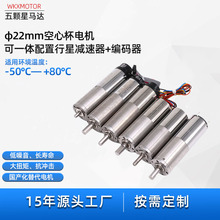 12V空心杯行星减速电机五颗星22mm微型直流马达带编码器WKX