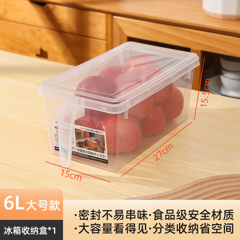 Caja de almacenamiento para refrigerador de plástico con asa, transparente y hermética