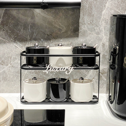 Creamy High-End Decor Wall-Smounted Condiment Set, No-Hole Installation, Colorful Matching Condiment Jars, Moisture-Proof with Lid, Condiment Bottle Set for Wholesale