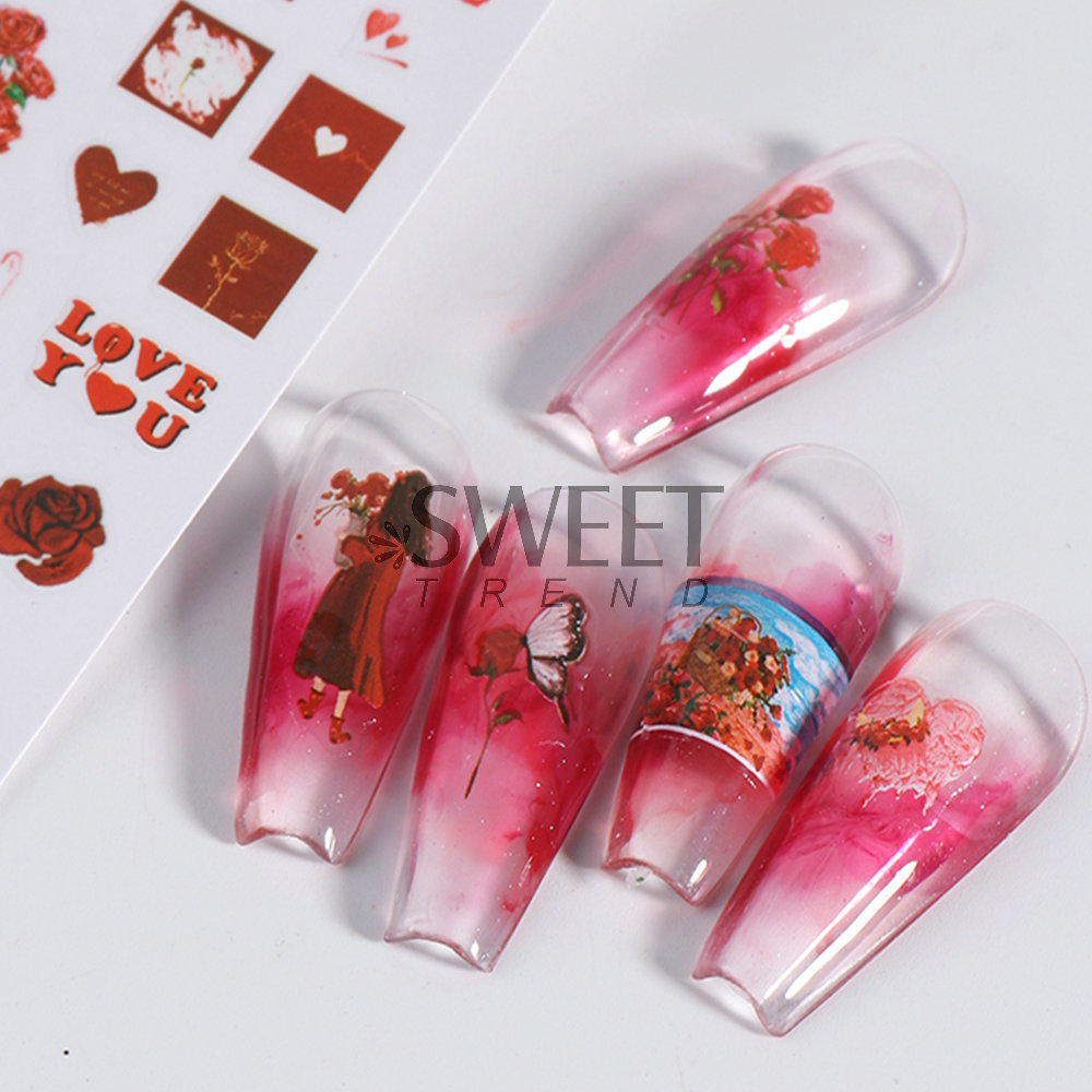 Valentine's Day Retro Sweet Simple Style Cartoon Heart Shape Rose Pvc Nail Decoration Accessories 1 Piece display picture 5