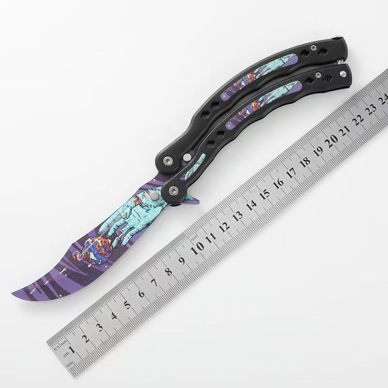 跨境精品csgo蝴蝶折叠耍酷训练周边玩具新手甩手解压器未开刃