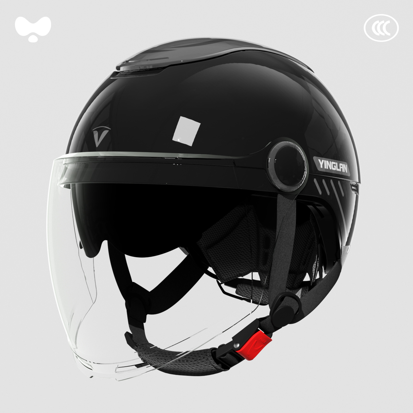 Motorcycle Helmet: Universal Motosiklet kaskı (dəbilqə) - 3c-star-black-hd-sunscreen-long-dual-mirror-class-a-one-size