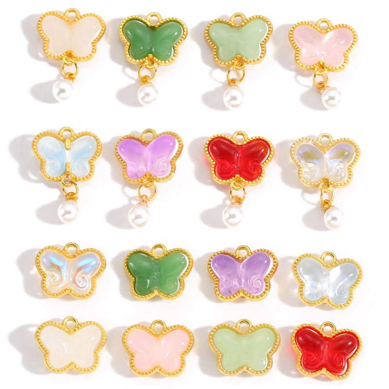 New Alloy Inlaid Glass with Pearl Butterfly Pendant DIY Bracelet Earrings Tassel Pendant Accessories W617 New Alloy Inlaid Glass with Pearl Butterfly Pendant DIY Bracelet Earrings Tassel Pendant Accessories W617