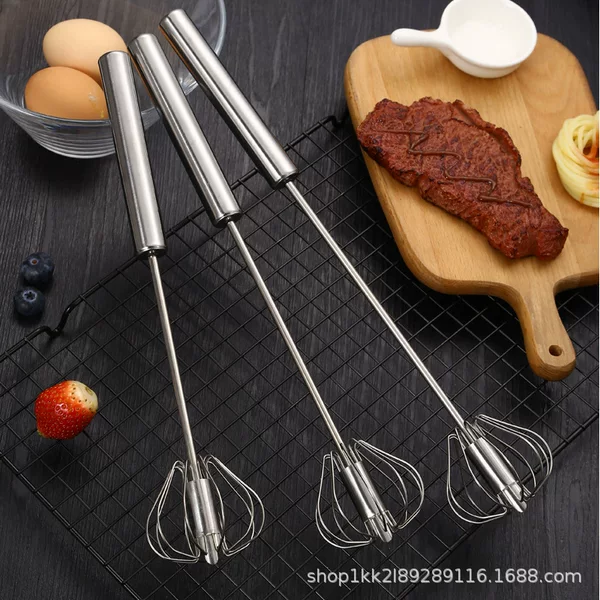 Household Stainless Steel Semi-Automatic Rotating Egg Beater Kitchen Baking Tools Stainless Steel Manual Push-Type Egg Beater