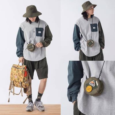 潮人必备日韩港风户外斜挎单肩休闲复古百搭露营随身小收纳圆包