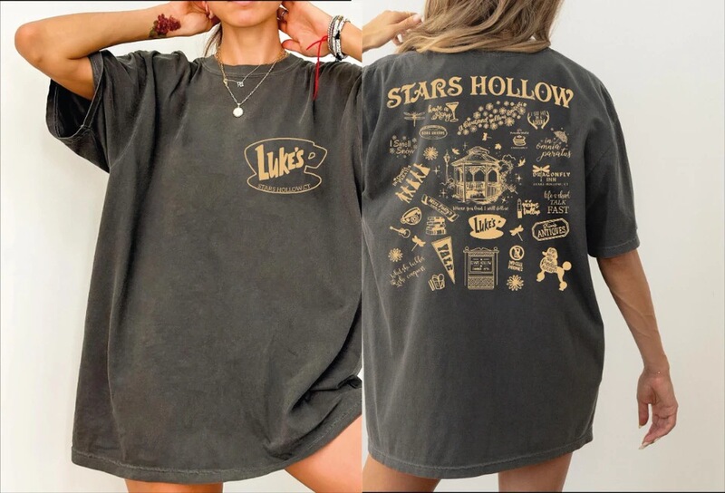 Star Hollow Double-Sided Comfortable Colored Shirt with Stars on the Back and Front, Adult Shirt, Luke Restaurant Te Star Hollow Double-Sided Comfortable Colored Shirt with Stars on the Back and Front, Adult Shirt, Luke Restaurant Te