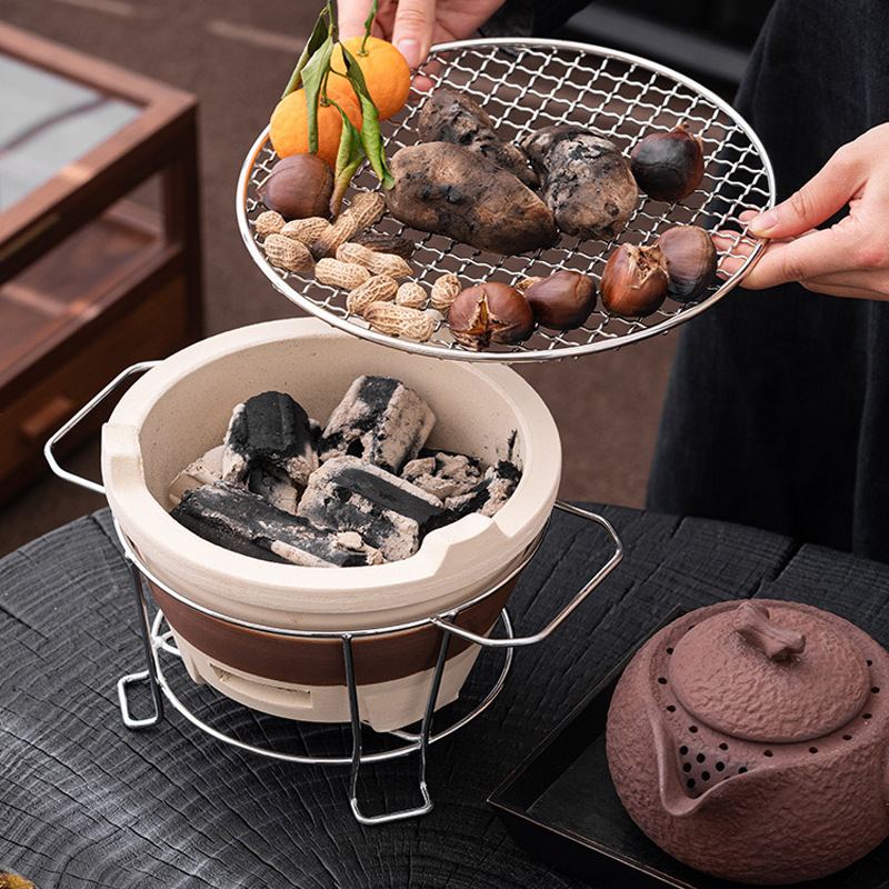 Tea roasting stove, earthenware barbecue, small clay stove, air stove, household indoor and outdoor tea roasting equipment, charcoal stove, carbon stove pic 13