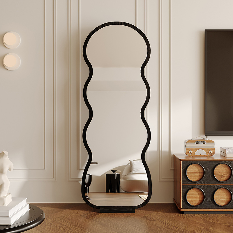 Red de celebridades Onda Espejo de cuerpo entero Espejo de piso para el hogar Espejo de cuerpo entero para niñas con forma especial de alta gama Espejo de ropa de dormitorio
