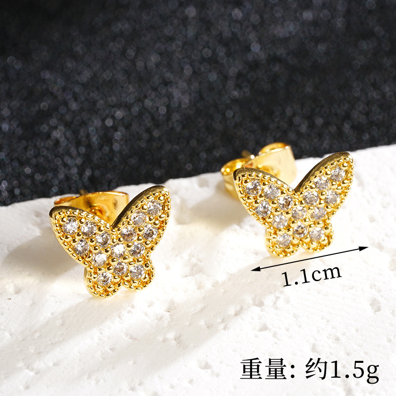 Collar de mariposa de oro de arena vietnamita lleno de pendientes de diamantes moda diseño de todo fósforo ligero lujo durante mucho tiempo conjunto de joyas que no se desvanece