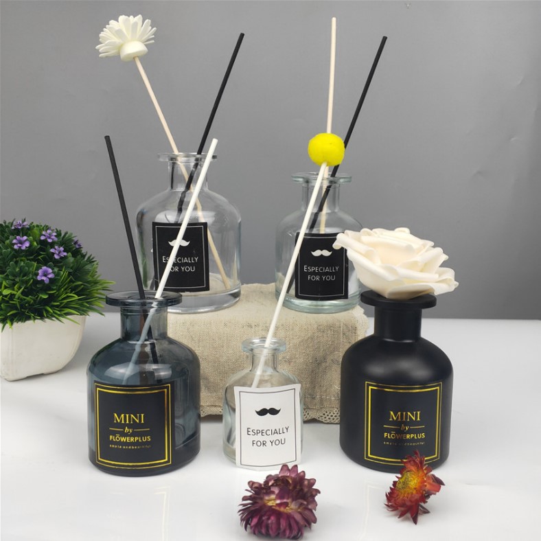 Botella de Vidrio de 100 ml para Aromaterapia, para Dormitorio, Uso Doméstico, Desodorizante, con Flores Secas, sin Llama, para Aceites Esenciales, Fragancia Interior Sellada