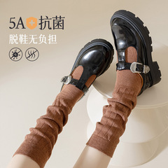 諸暨襪子春夏jk寬鬆堆堆襪純棉條紋奶白色ins豎條無骨日系小腿襪