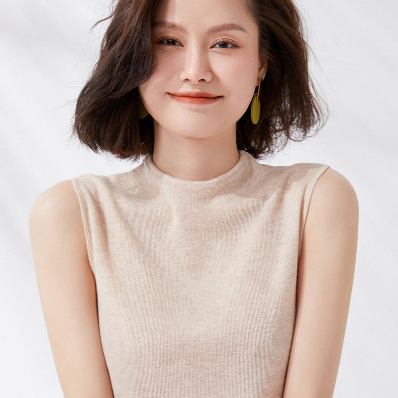 Autumn and Winter New Half-turtleneck Sleeveless Camisole Knitted Sweater Women's Slimming Inner Base Shirt Stylish Pullover Sweater