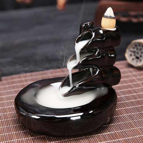 Creative reverse flow incense burner with various Buddha hand lotus rising gradually to burn incense indoor sandalwood incense home Zen decoration