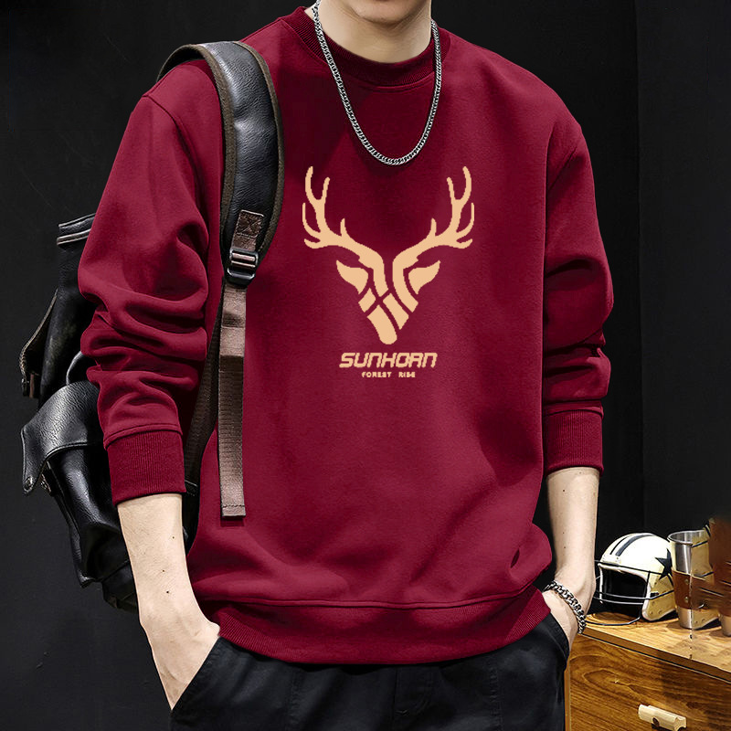 Nueva camiseta de cuello redondo para hombres otoño y invierno estilo de moda americana pareja camiseta de otoño chaqueta de moda para hombres