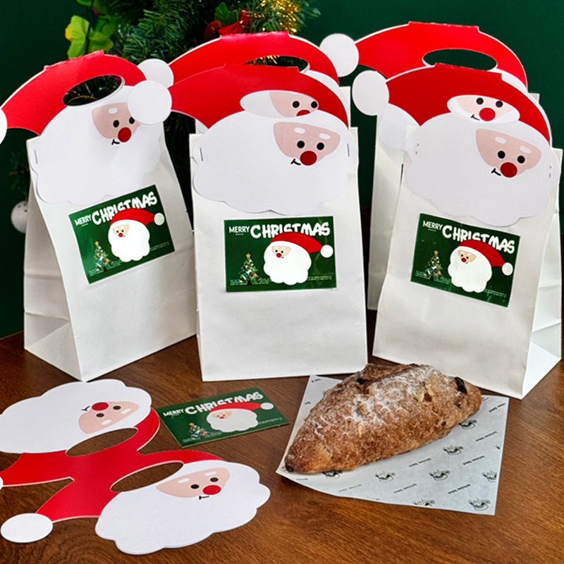 圣诞节烘焙包装封口创意卡头牛皮纸袋碱水面包包装袋圣诞卡头