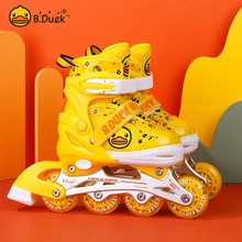 B.Duck小黄鸭儿童溜冰鞋全套装初学者小孩男女可调闪光直排轮滑鞋