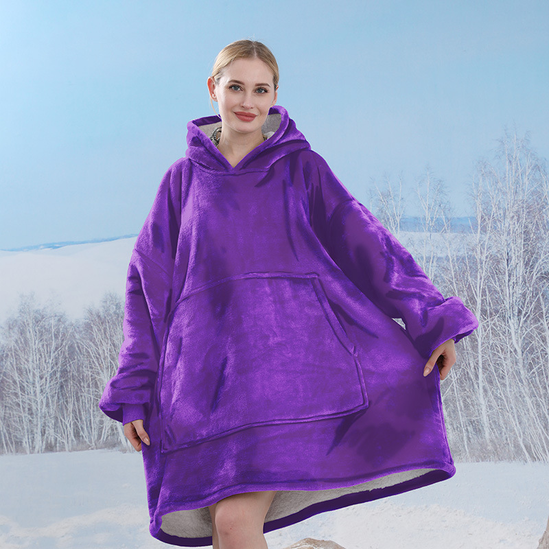Pijamas transfronterizos engrosados de doble capa perezoso puede usar manta perezosa de franela perezoso con capucha pijamas de doble capa perezoso desgaste exterior