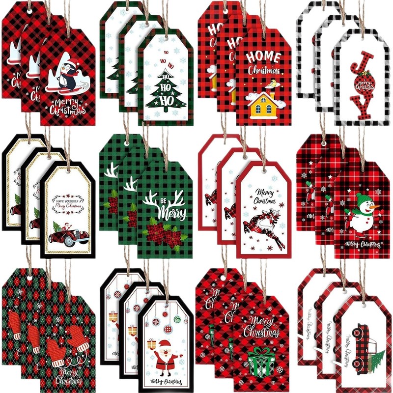 クリスマスチェック柄木製看板タグクリスマスツリー木製吊り下げ装飾品農家ヴィンテージサンタクロース雪だるまパーティー装飾|undefined
