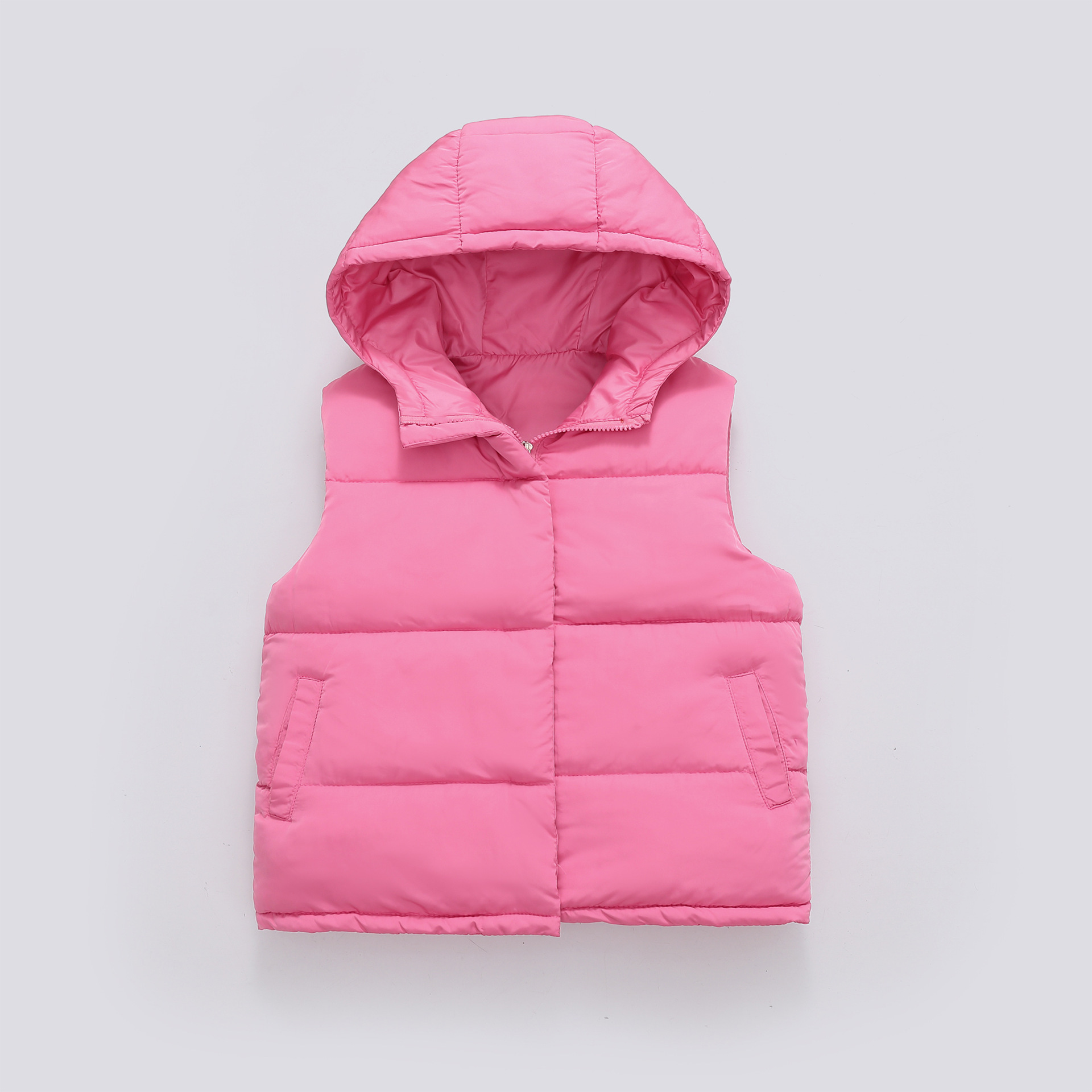 Niños chaleco de algodón de pluma, hombres y mujeres, niños de mediana edad, otoño y invierno, chaleco con capuz, chaleco de algodón de otoño y invierno