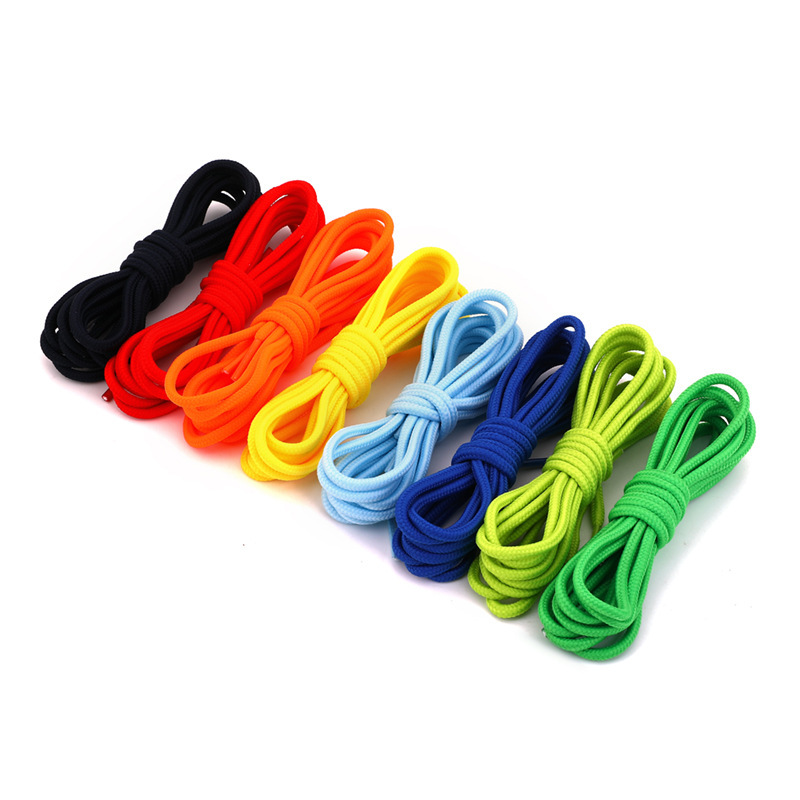 Round 4mm polyester colorful shoelaces fit coconut flying woven shoes board shoes hiking shoes aj ball shoes and hat rope pants rope