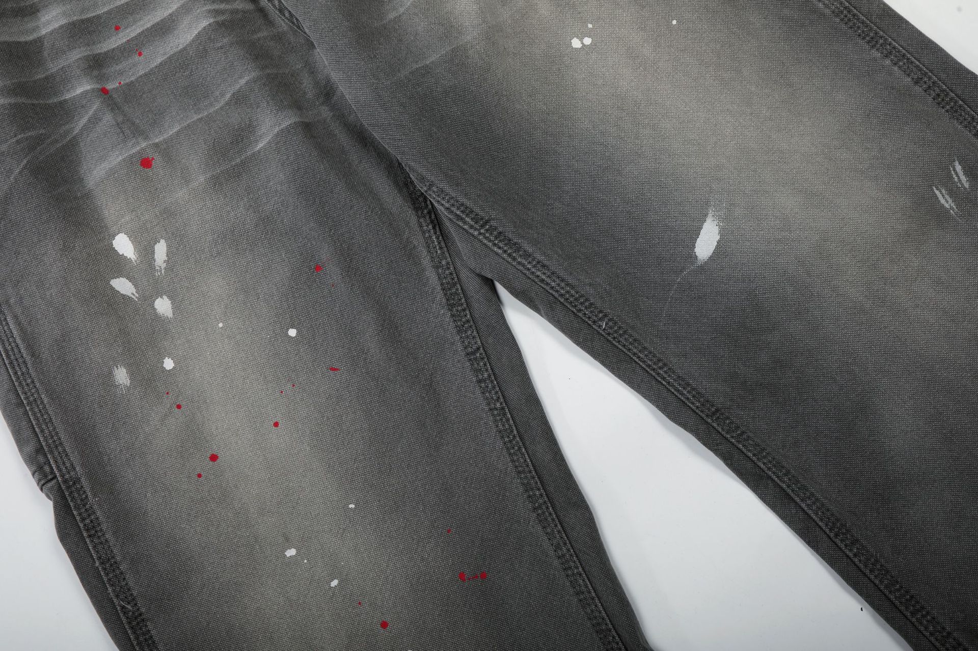 Men's Wide Leg Jeans High Street Style Z059 Whisker Texture Artificial Paint Splatter Design_mkmklike.com