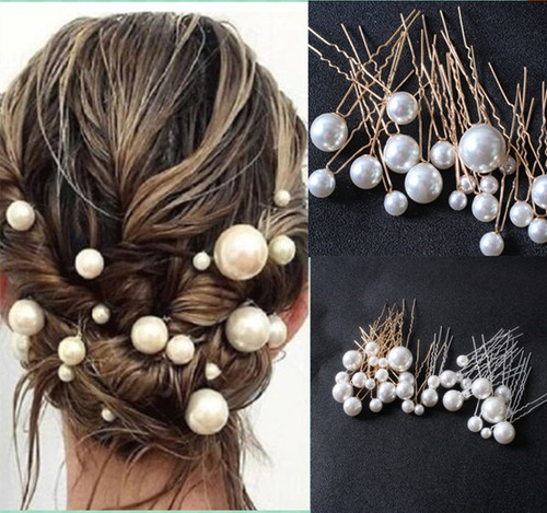 Hot selling U-shaped hair fork hairpin hairpin pearl flower inlaid diamond hairpin European and American bridal headwear pin hairpin