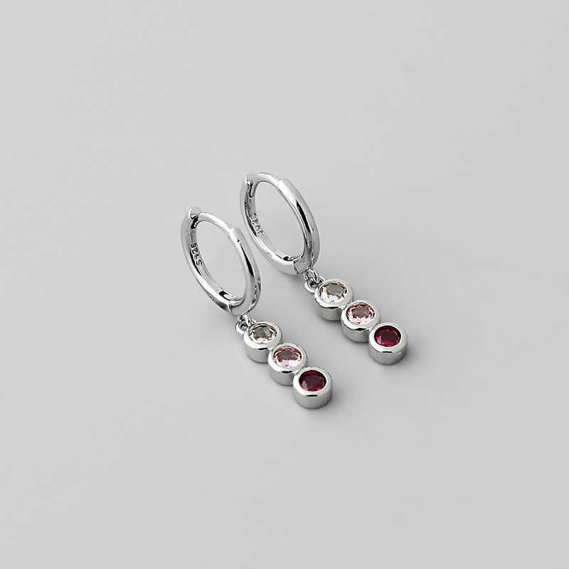 retro threecolor zircon drop hoop copper earrings wholesale Nihaojewelrypicture3
