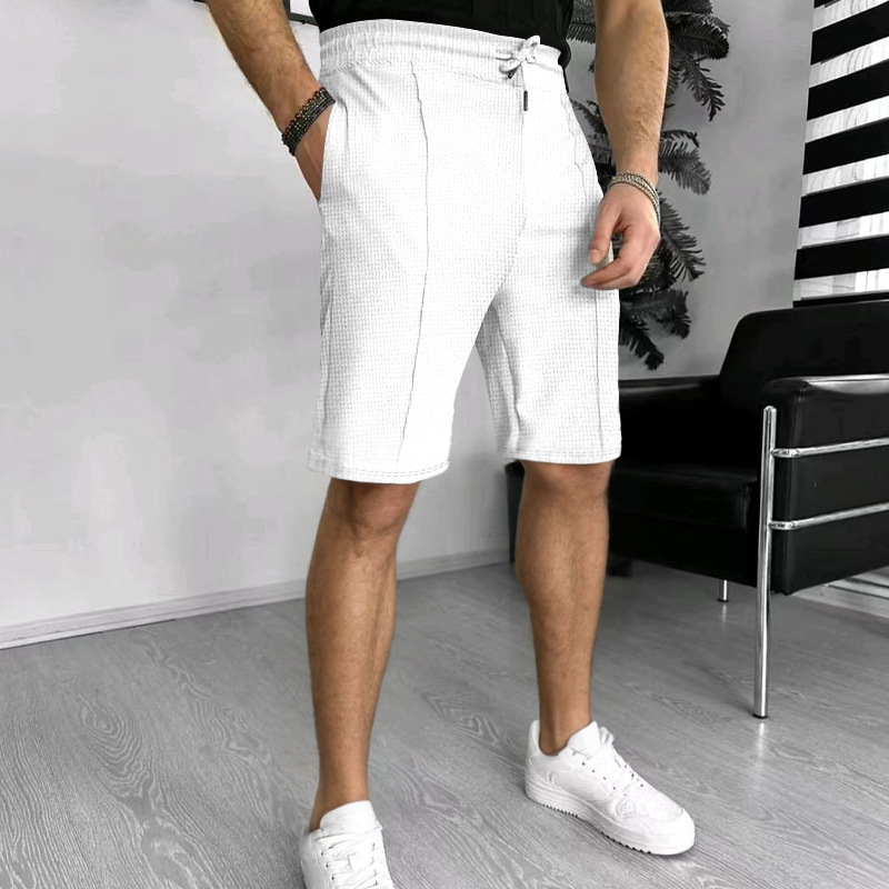 Men's Waffle Knit Shorts - Breathable Loose Fit 5-Inch Inseam Casual Summer Shorts Breathable Waffle Texture_viptrois.com