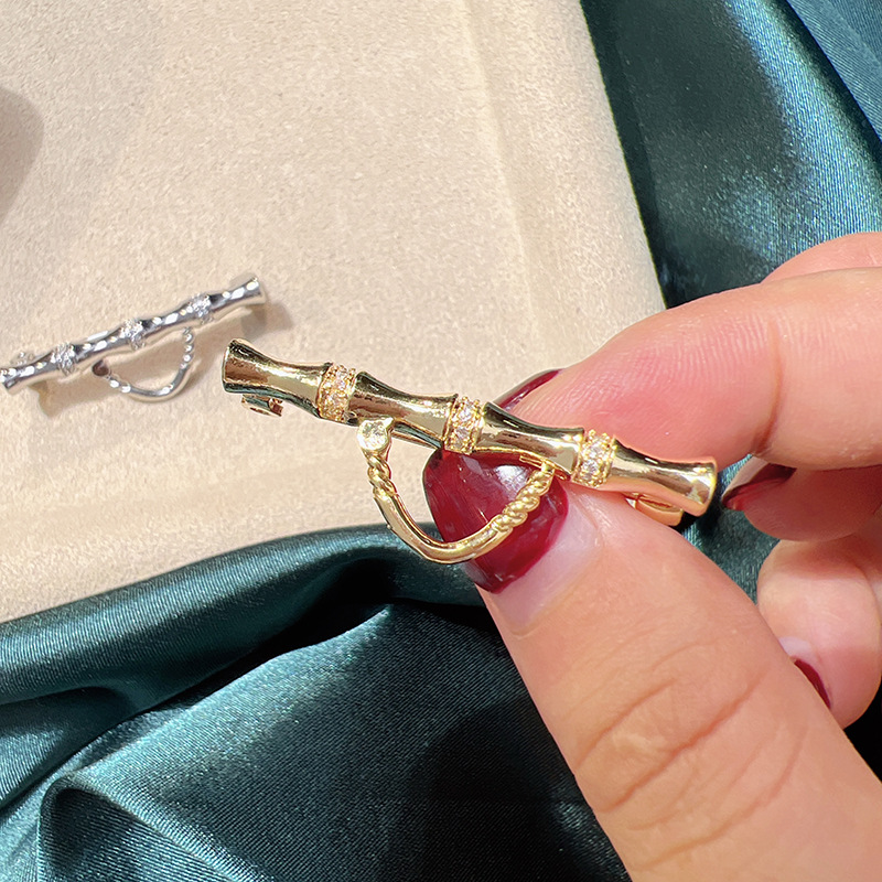 DIY accessories National style bamboo joint universal opening free replacement All-match corsage pin buckle artifact pendant change brooch