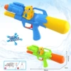Cartoon blue dinosaur, water gun