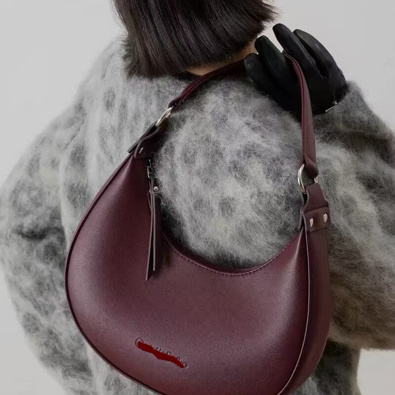 Cross-Border Crossbody Handheld Half-Moon Bag, Fashionable and Luxurious Portable Shoulder Bag for Women