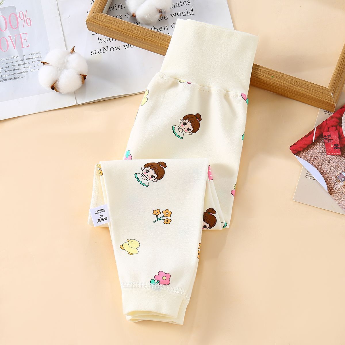 宝宝a类棉家居裤婴儿无骨打底保暖睡裤儿童高腰护肚可开档秋裤