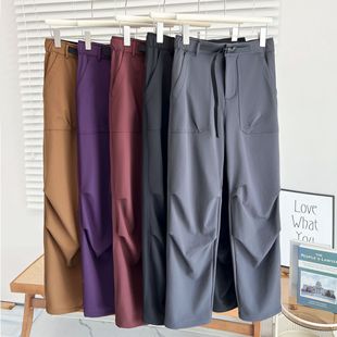 Men's and Women's Autumn Thickened Paratrooper Pants, Japanese-Style Workwear, Functional Drawstring Straight-Leg Wide-Leg Waterproof Casual Pants, Unisex and Versatile