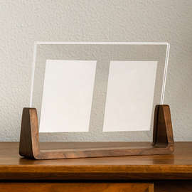 W3Tk相框摆台洗照片定 制实木感两张两联6寸8相册透明摆件打