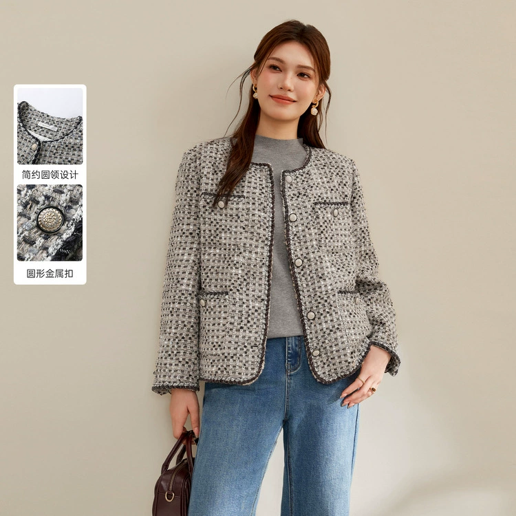 [Mingyuan Qianjinfeng] Fengshu большой размер женский темперамент французский хлопковый пиджак жирный mm2024 зимний новый стиль