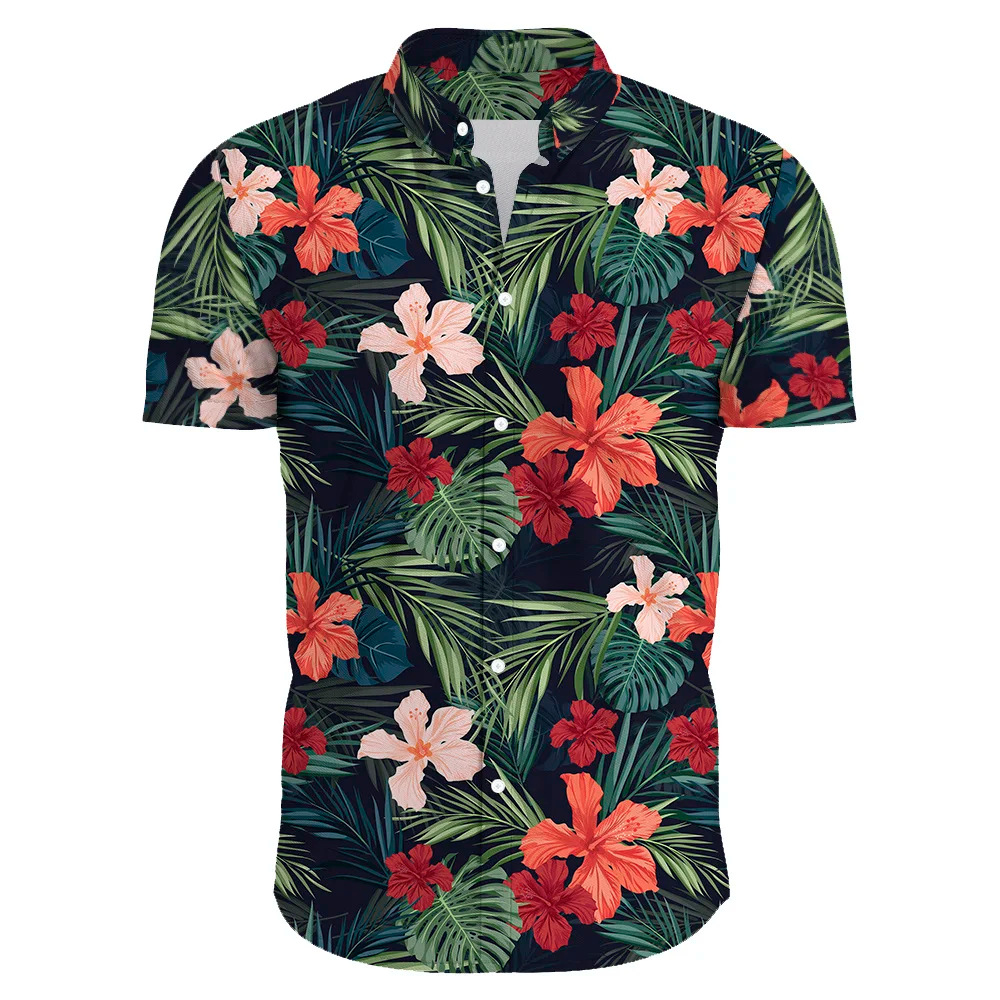 ins Hong Kong style vintage vintage short-sleeved floral shirt men's 2024 Hawaiian retro shirt trendy trendy coat
