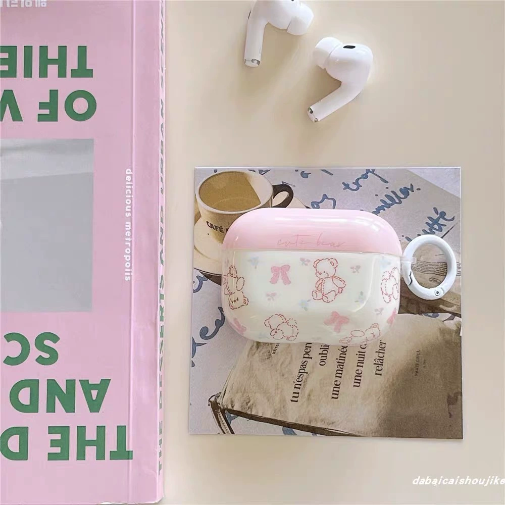 Pink Bow Bear for Apple AirPods4 Case Pro2 Generation Headphones 2022 New Wireless 3