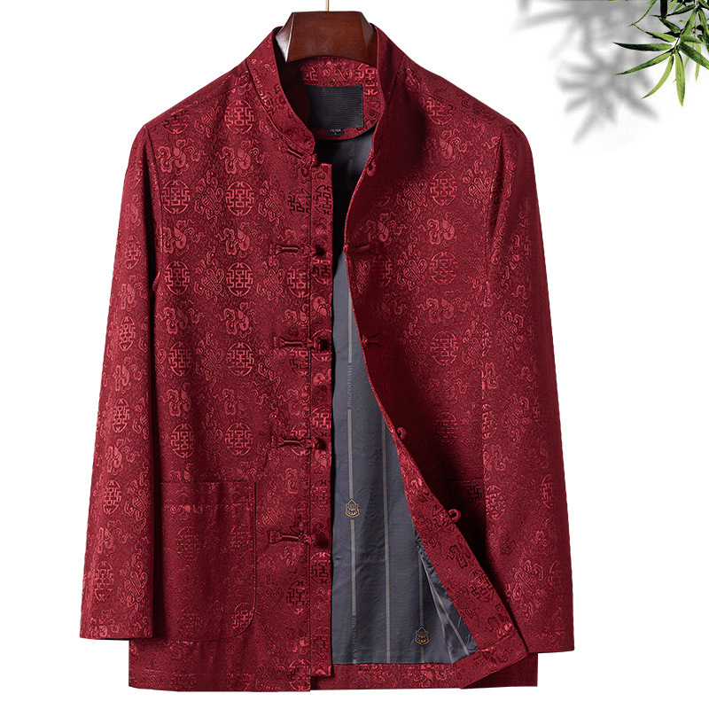 春秋季新款爸爸装外套中老年唐装男士生日过寿中国风休闲老人夹克