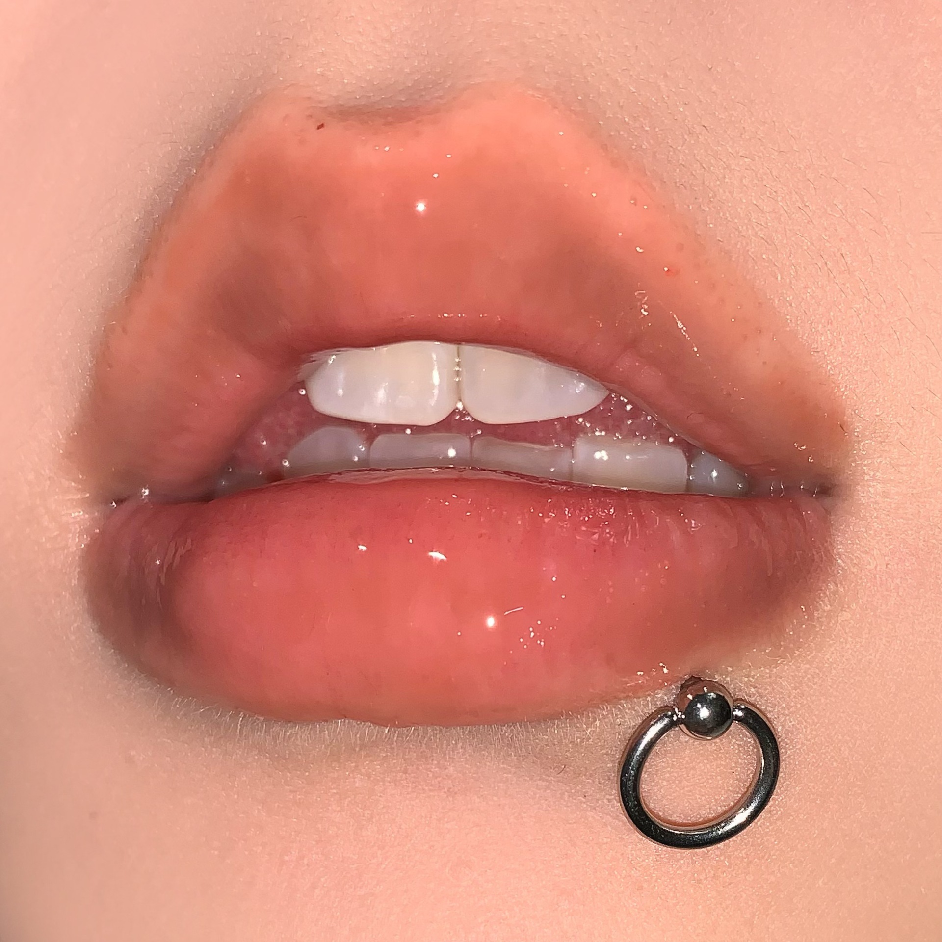 Pointed labret stud close-up product detail