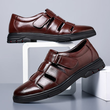 跨境代发特价清仓皮鞋正品夏季男士皮鞋商务休闲镂空皮凉鞋男凉鞋