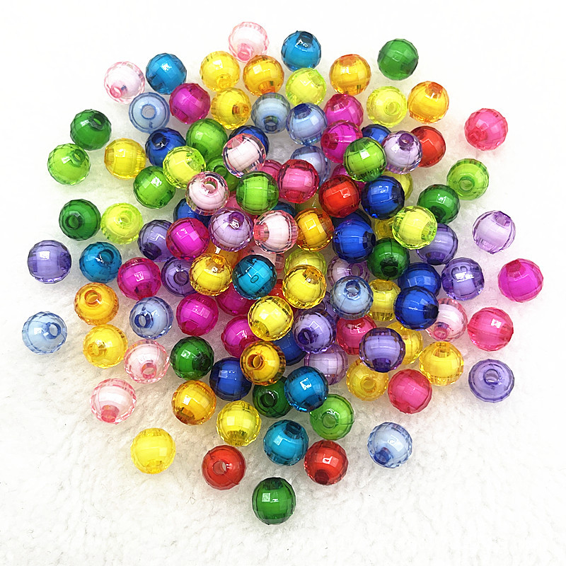 50 pcs/paquete 8mm material de cuentas de bricolaje hecho a mano para niños 96 lados superficie de corte acrílico cuentas de tierra cuentas sueltas