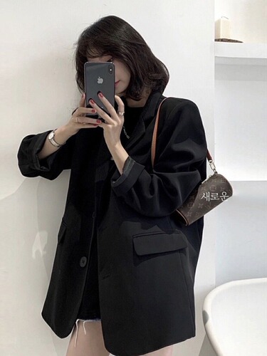Women's Small Size Black Suit Jacket 2024 New Spring and Autumn Korean Style Casual Comfort High-end Suit