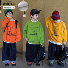 【加工定制】2025男童冬季新款卡通印花宝宝上衣加绒加厚儿童卫衣