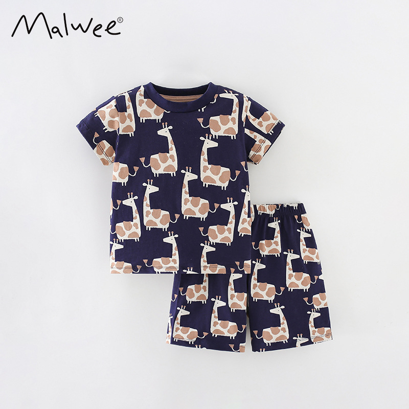 En stock malwee traje para niños verano nuevo estilo occidental casual cuello redondo ropa para niños europeos y americanos traje de dos piezas