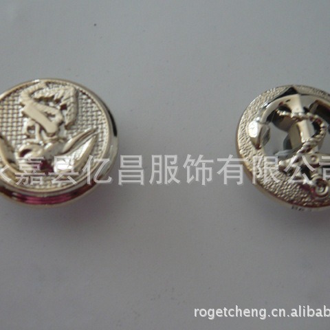 ABS塑胶电镀钮扣海盗船锚扣子外套开衫金色花形纽扣塑料UV电镀扣