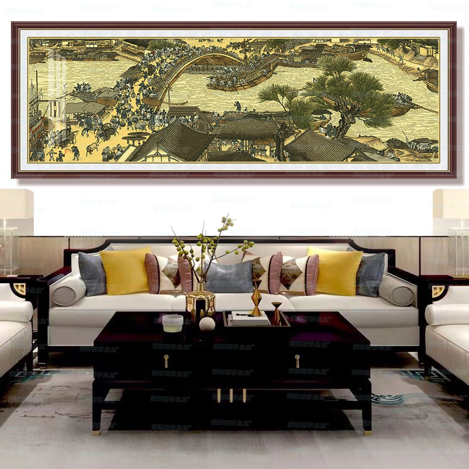 Monalisa Royal punto de cruz Qingming suprema sección puente arco pintura China colección salón bordado hilo hecho a mano image 3