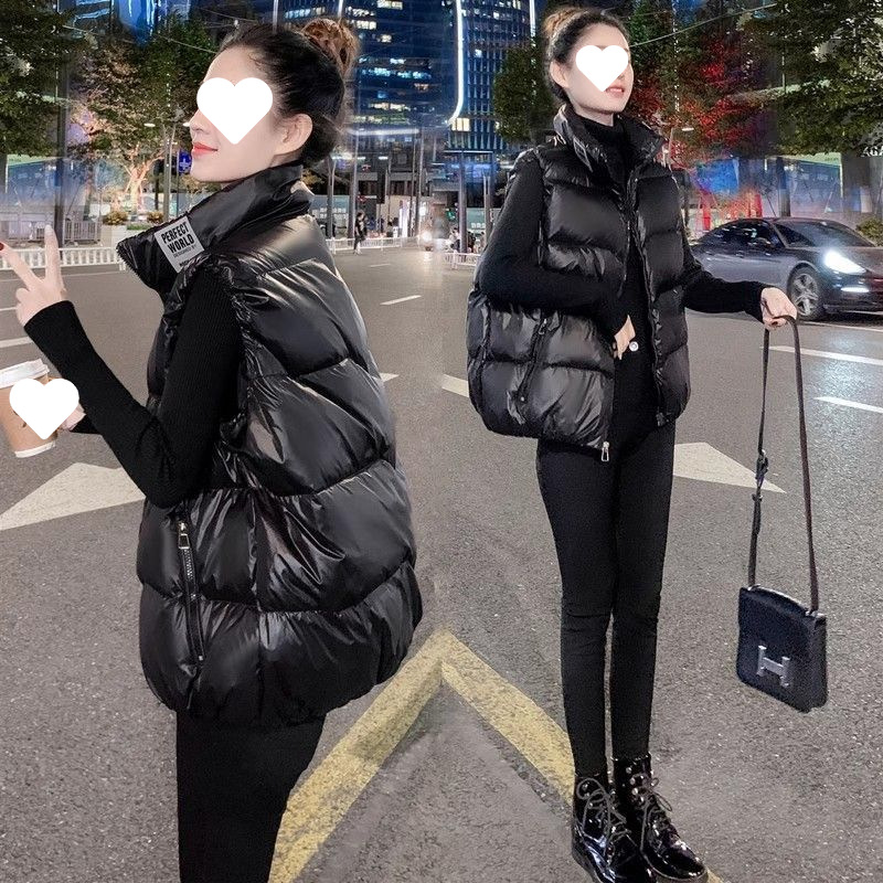 白鸭绒羽绒马甲女2025年冬季新款韩版大码黑色外穿背心短款外套潮