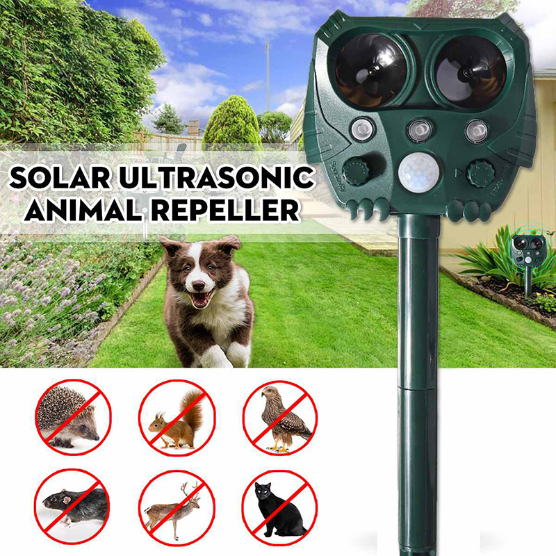 Repelente solar de animales de venta caliente transfronterizo, repelente ultrasónico de ratones para exteriores, repelente de aves con flash de inducción infrarroja